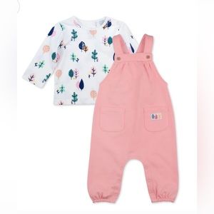 Mac & Moon Baby Girl Pink and White Two Piece Jumpsuit Set Size 6 Months